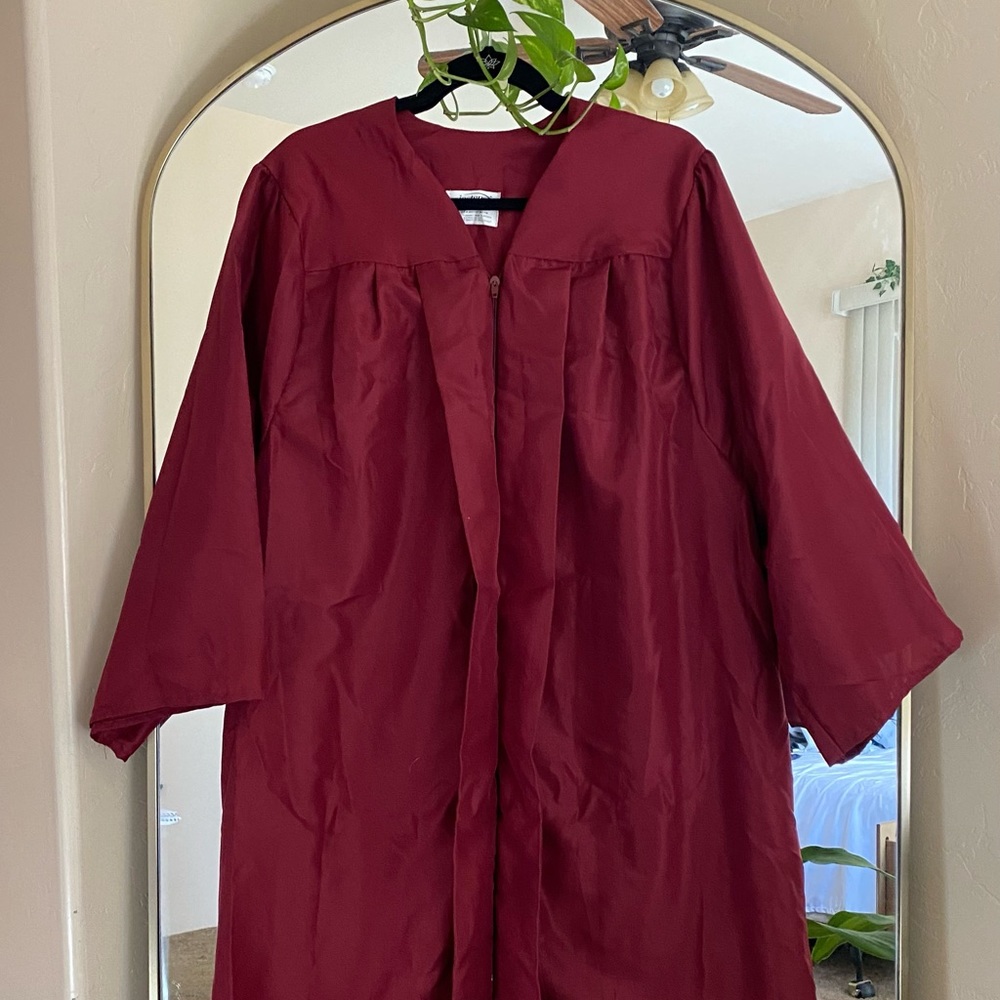 Maroon graduation gown